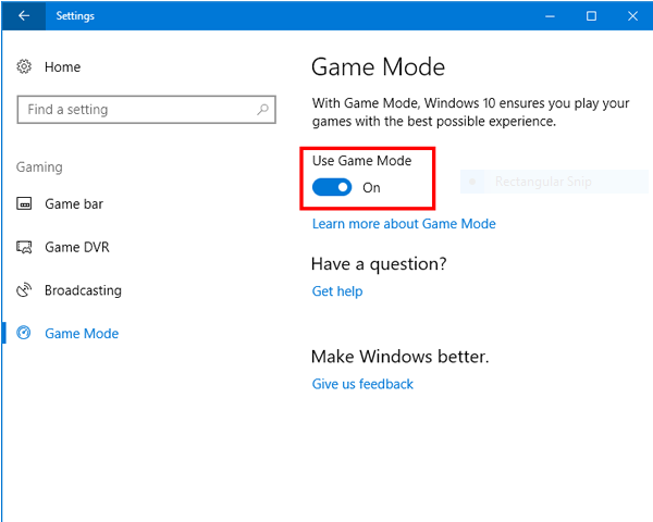 how to enable game mode in windows 10